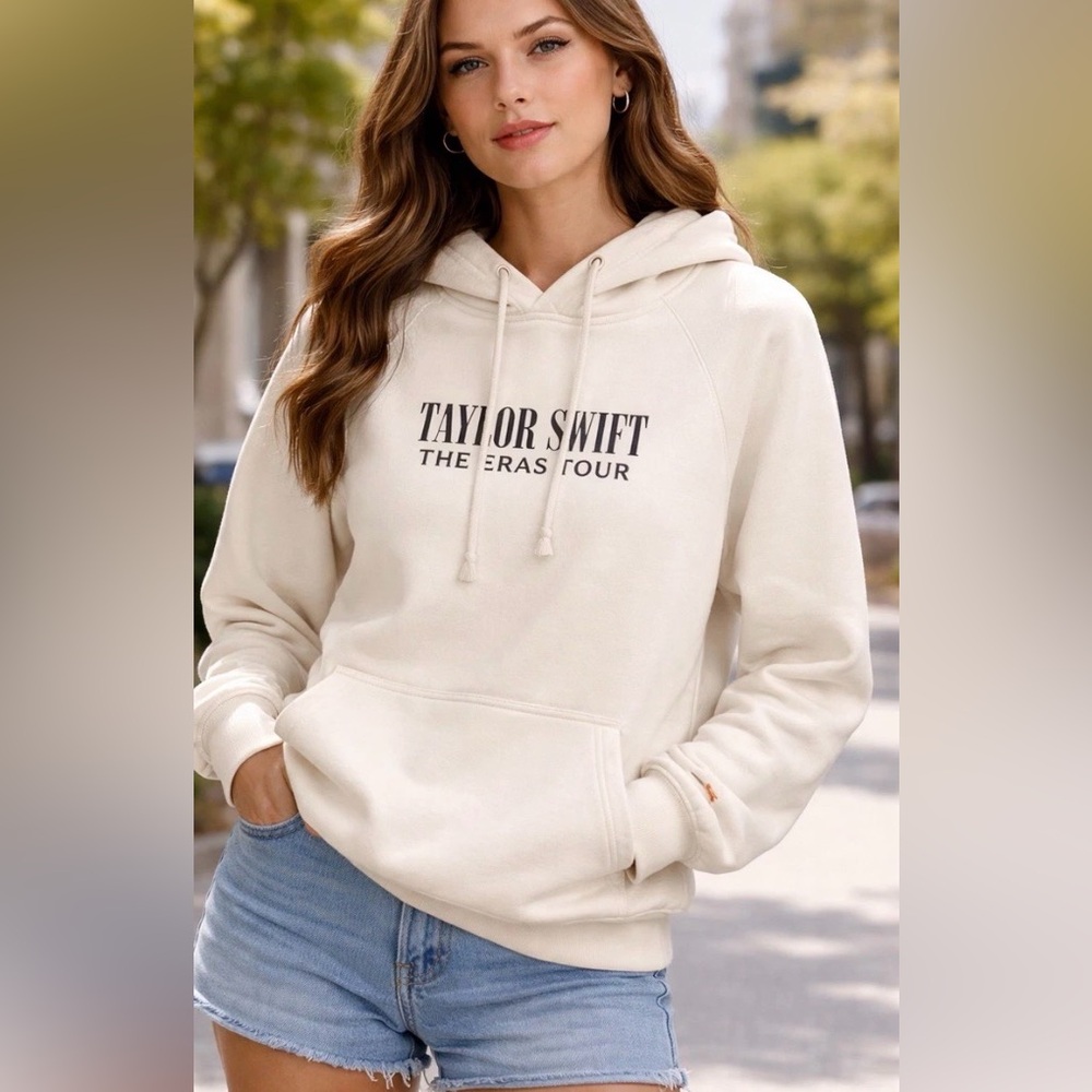 Taylor Swift The Eras Tour Cream Hoodie Pullover Sweatshirt